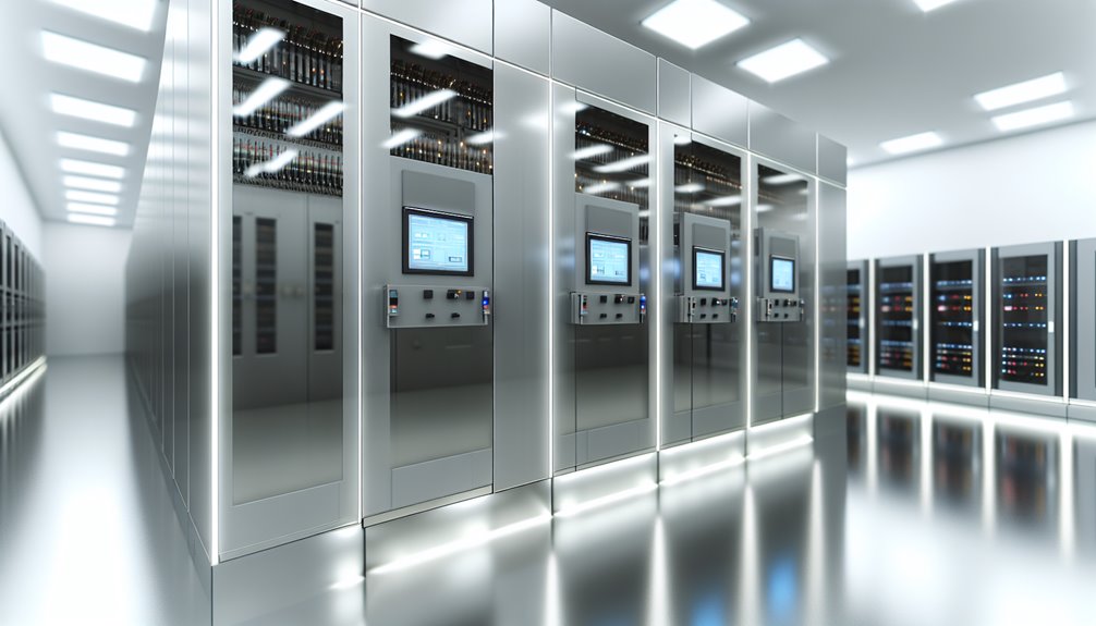 a room with several low-voltage switchgear